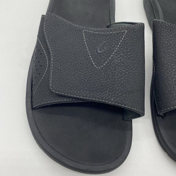 OluKai Nalu Slide Sandals Men's Size 12 Black Water Resistant 10332-4040 - Picture 3 of 12